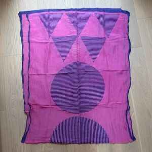 Black Shop Textiles Pink and Blue Geometric Scarf